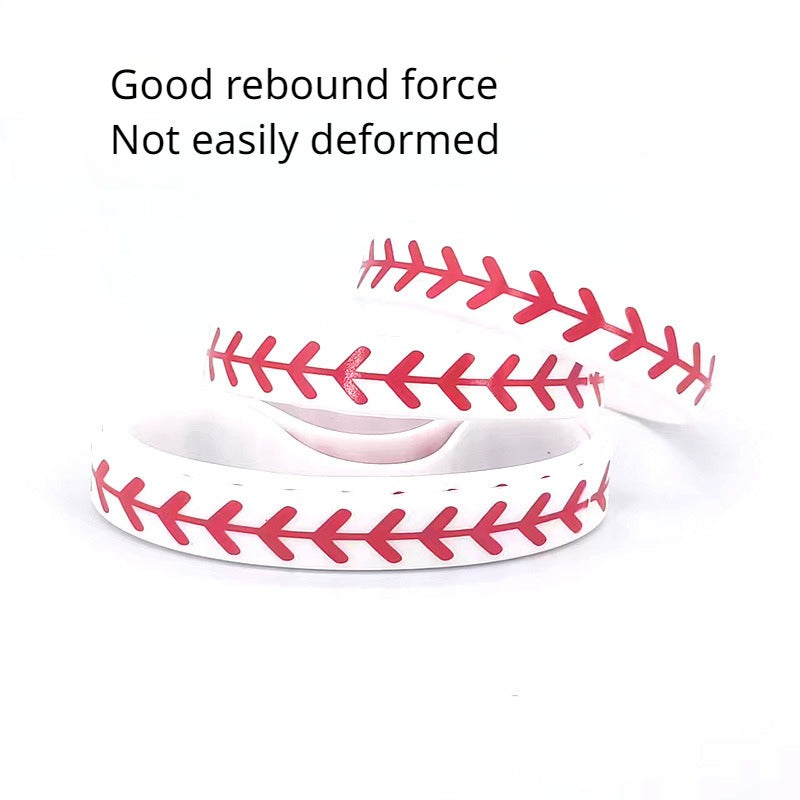 3 Pcs Softball Pattern Silicone Bracelet Sporty Style Rubber Wristband