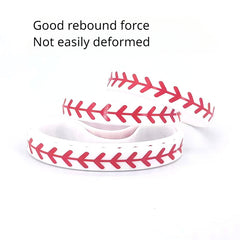 3 Pcs Softball Pattern Silicone Bracelet Sporty Style Rubber Wristband