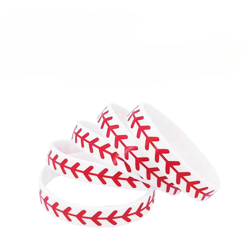 3 Pcs Softball Pattern Silicone Bracelet Sporty Style Rubber Wristband
