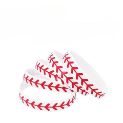 3 Pcs Softball Pattern Silicone Bracelet Sporty Style Rubber Wristband