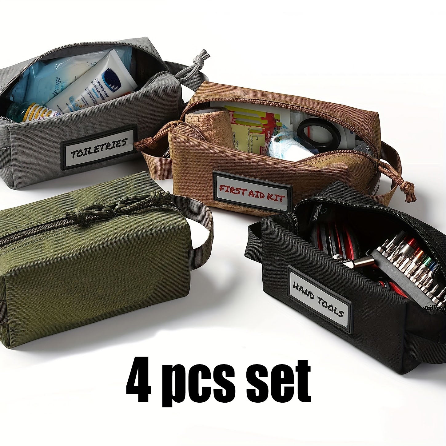 4pcs Ammo Pouch Carrier Bag Set w/ ID Patches, Soft Case Range Gear