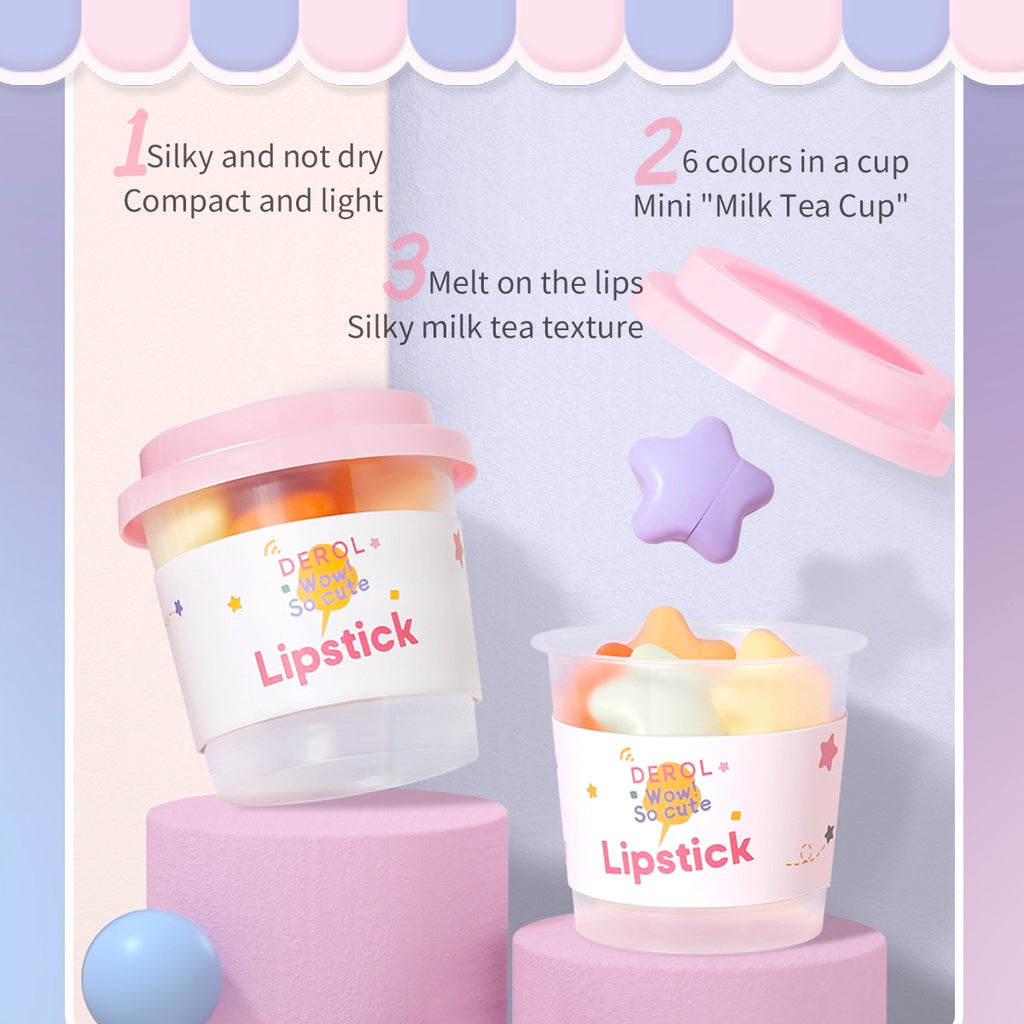 6 Pcs Star Mini Lipstick Set, Candy Matte Velvet Mist, Waterproof Lipgloss