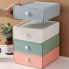 Plastic Drawer Storage Box Stackable Office Home Cosmetics Skin Care