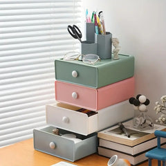 Plastic Drawer Storage Box Stackable Office Home Cosmetics Skin Care