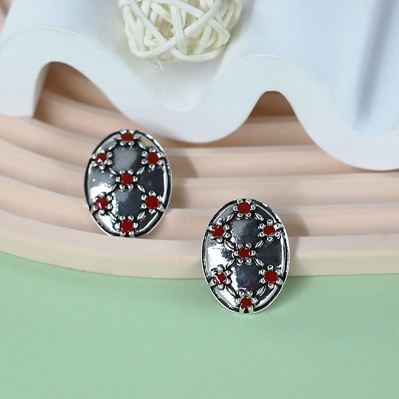 Flower Oval Retro Earrings for Woman