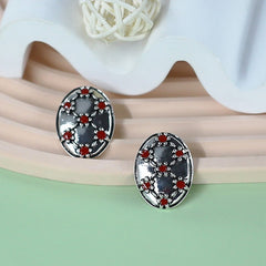 Flower Oval Retro Earrings for Woman