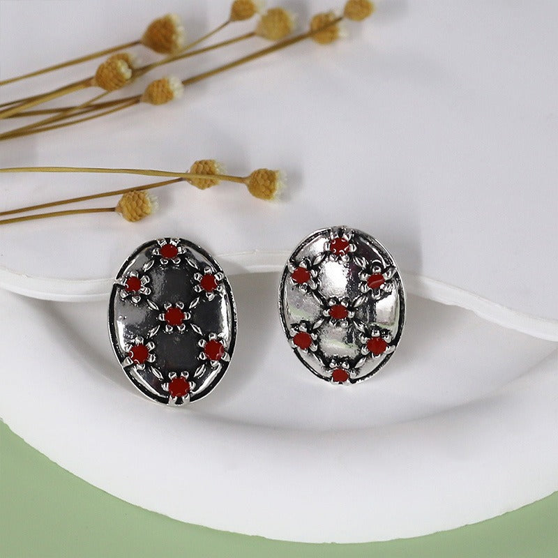 Flower Oval Retro Earrings for Woman