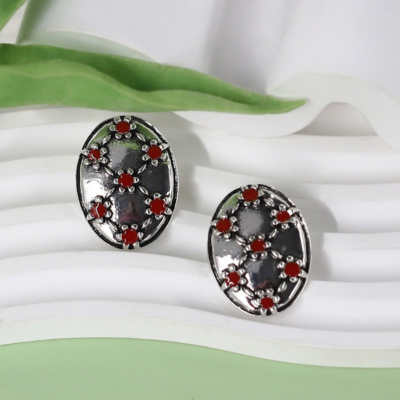 Flower Oval Retro Earrings for Woman