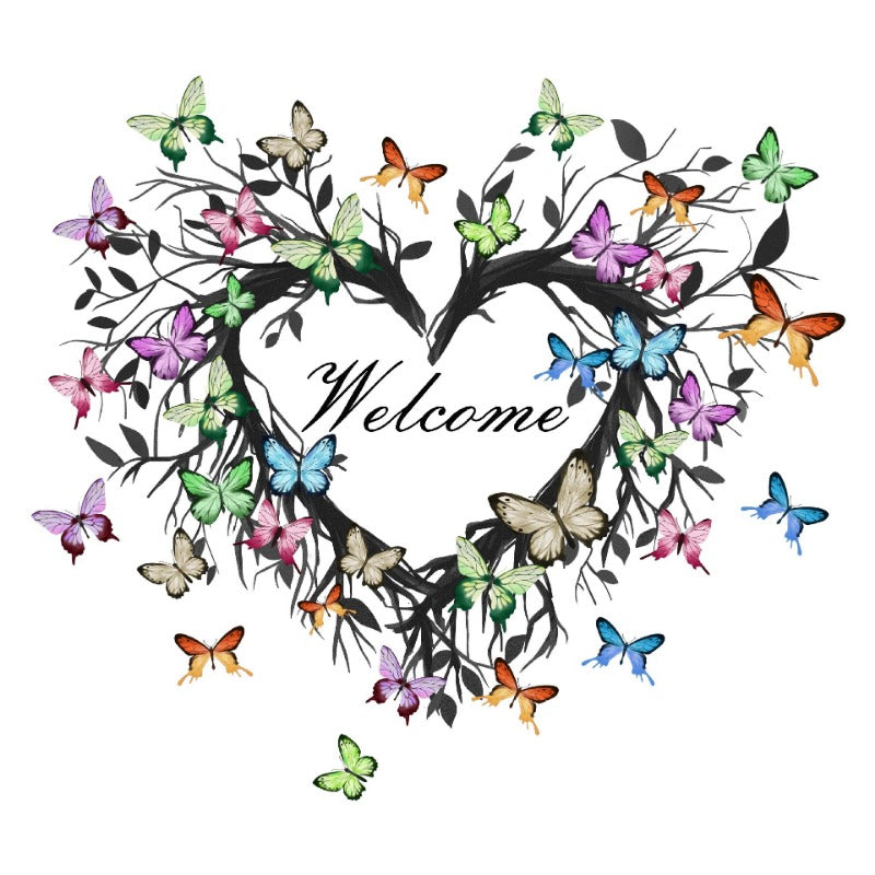 Colorful Wreath Door Decal Entry Sign Sticker