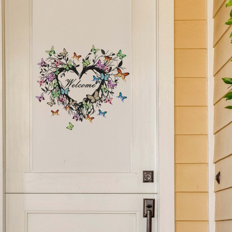 Colorful Wreath Door Decal Entry Sign Sticker