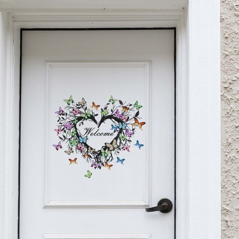 Colorful Wreath Door Decal Entry Sign Sticker