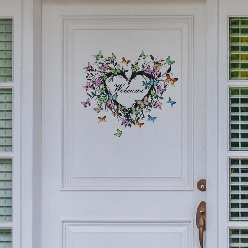 Colorful Wreath Door Decal Entry Sign Sticker