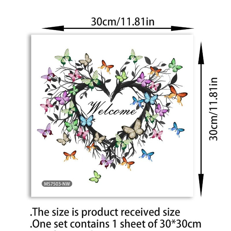 Colorful Wreath Door Decal Entry Sign Sticker