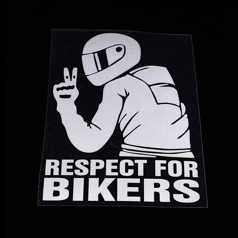 1pc 15x11CM Respect For Bikers Reflective Waterproof Stickers