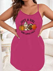 Halloween Sexy Nightdress Women's Plus Rugby & Pumpkin Print Cami Slee