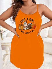 Halloween Sexy Nightdress Women's Plus Rugby & Pumpkin Print Cami Slee