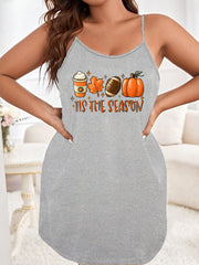 Halloween Sexy Nightdress Women's Plus Maple Leaf & Pumpkin Print