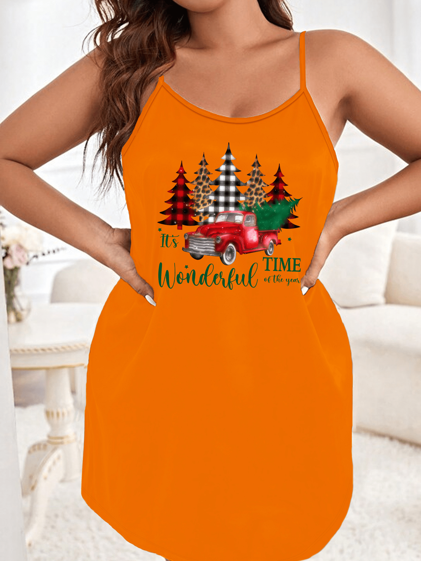 Plaid Christmas Nightdress Women's Sexy Cami Sleep Dress