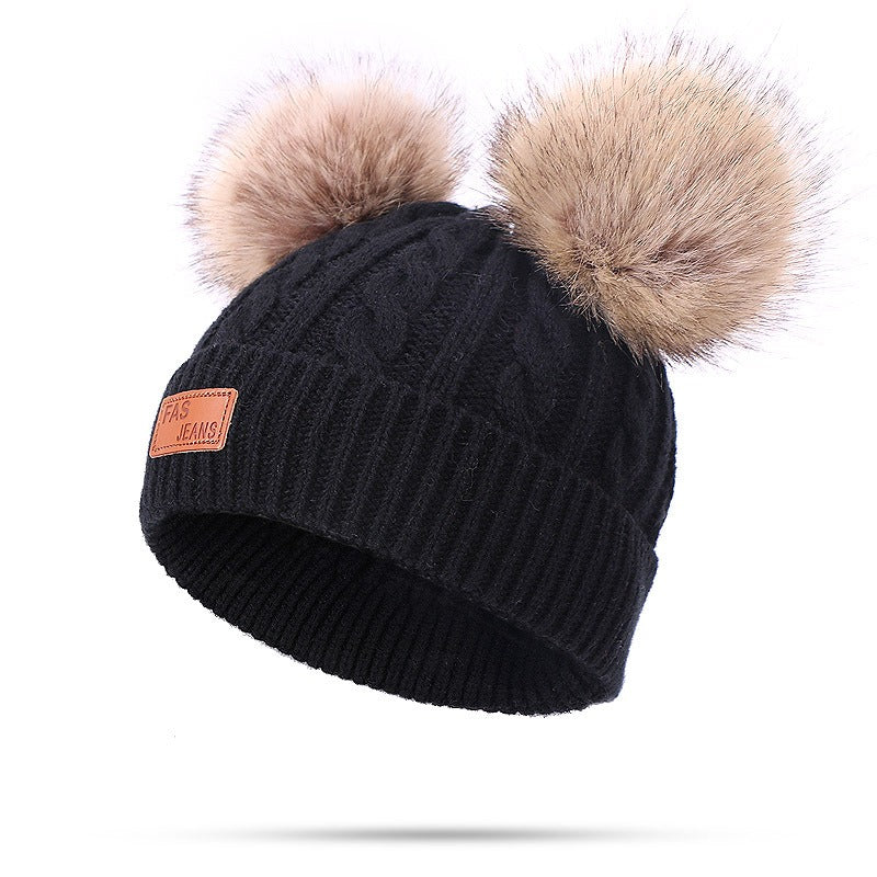 Winter Baby Knitted Hat Warm Wool Windproof Beanie