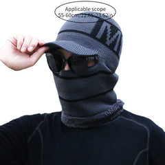 Warm Knitted Hat and Scarf Set with Velvet Lining