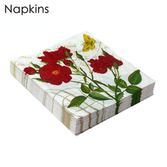 20pcs Red Rose Moon Season Party Napkins - Disposable Square Tissue