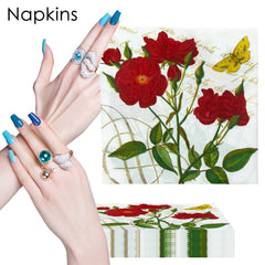 20pcs Red Rose Moon Season Party Napkins - Disposable Square Tissue