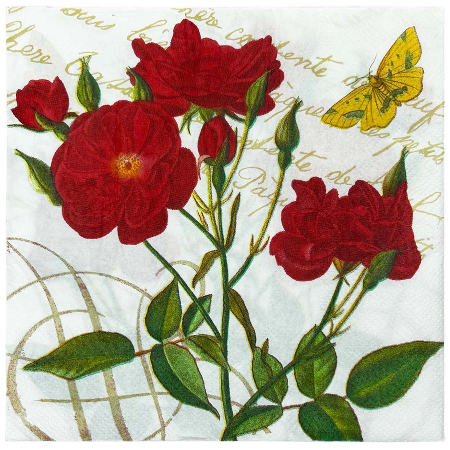 20pcs Red Rose Moon Season Party Napkins - Disposable Square Tissue