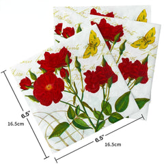 20pcs Red Rose Moon Season Party Napkins - Disposable Square Tissue