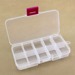 2pcs Plastic Storage Box 10 Grids Organizer Clear Container Jewelry Crafts Pills