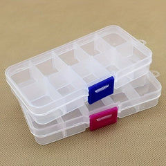 2pcs Plastic Storage Box 10 Grids Organizer Clear Container Jewelry Crafts Pills