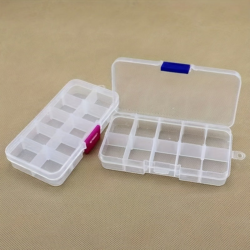 2pcs Plastic Storage Box 10 Grids Organizer Clear Container Jewelry Crafts Pills