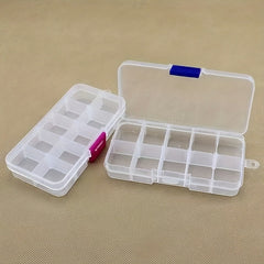 2pcs Plastic Storage Box 10 Grids Organizer Clear Container Jewelry Crafts Pills