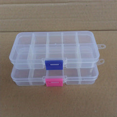 2pcs Plastic Storage Box 10 Grids Organizer Clear Container Jewelry Crafts Pills