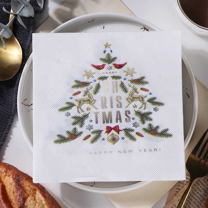 20pcs Christmas Printed Napkins for Holiday Decoration
