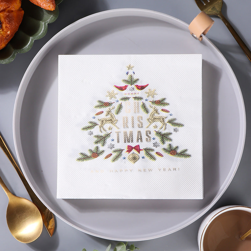 20pcs Christmas Printed Napkins for Holiday Decoration