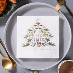 20pcs Christmas Printed Napkins for Holiday Decoration