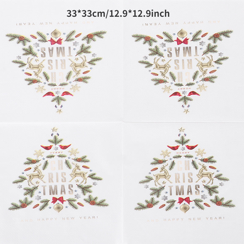 20pcs Christmas Printed Napkins for Holiday Decoration