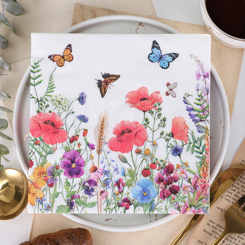 20pcs Spring Butterfly Flower Napkins for Holiday Party Wedding Decor