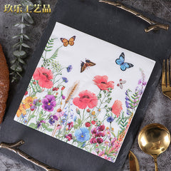 20pcs Spring Butterfly Flower Napkins for Holiday Party Wedding Decor