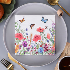 20pcs Spring Butterfly Flower Napkins for Holiday Party Wedding Decor