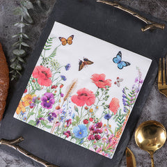 20pcs Spring Butterfly Flower Napkins for Holiday Party Wedding Decor