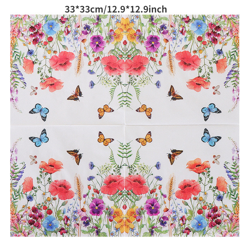 20pcs Spring Butterfly Flower Napkins for Holiday Party Wedding Decor