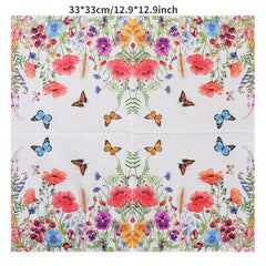 20pcs Spring Butterfly Flower Napkins for Holiday Party Wedding Decor