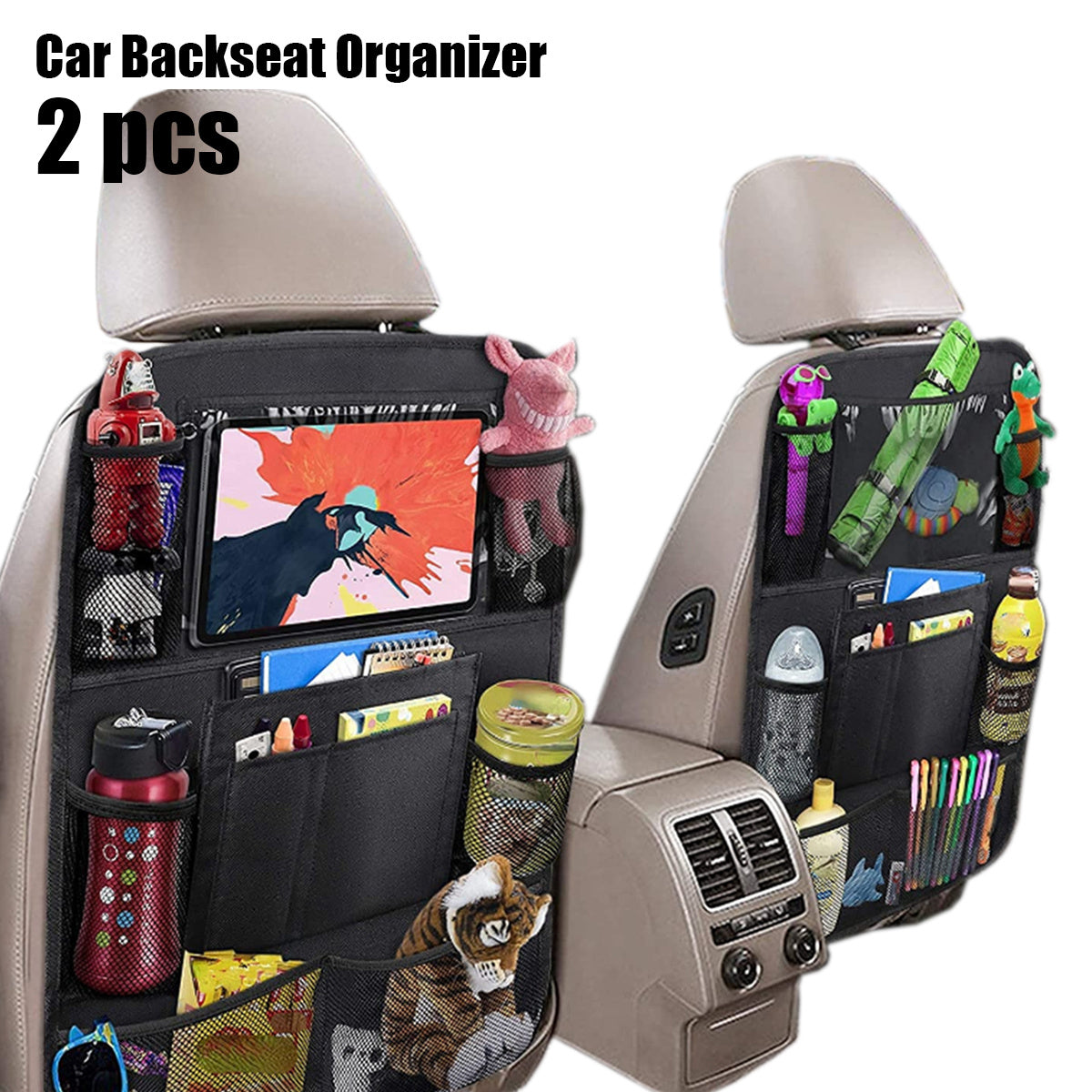 2pcs Car Seat Back Storage Bag Large Capacity Car Seat Hanging Bag