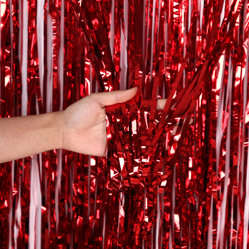 2pcs Foil Fringe Curtain Backdrop Party Decor