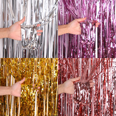 2pcs Foil Fringe Curtain Backdrop Party Decor