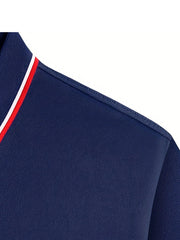 Men's Contrast Binding Short Sleeve Lapel Golf Shirt