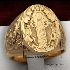 Virgin Mary Blessing Hand Pattern Gold Plated Women's Ring