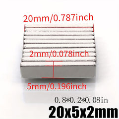 10pcs Square Strong Magnets 20x5x2mm NdFeB Door Curtain Screen Magnets