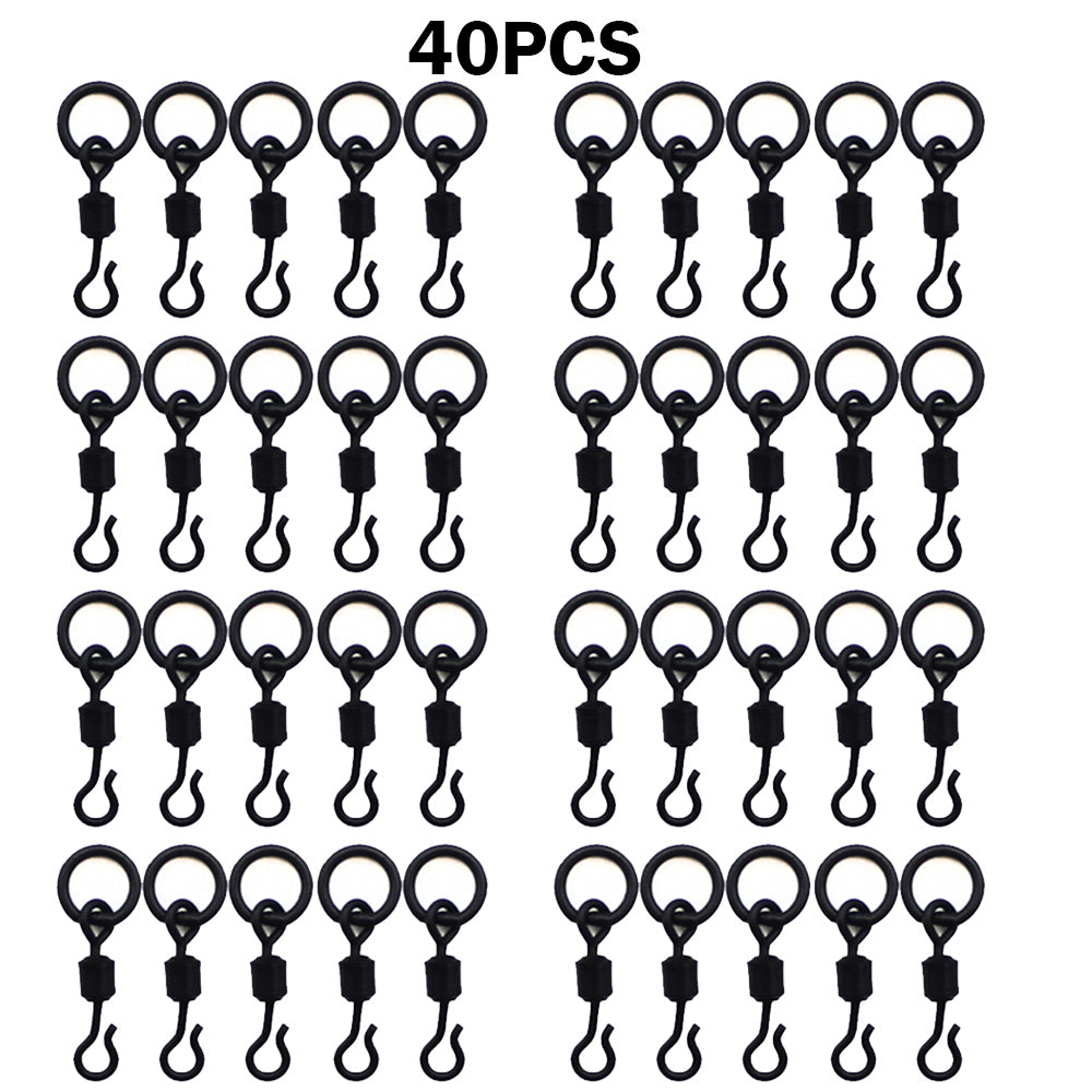 40PCS Carp Fishing Swivels with Solid Ring Quick Change Fishing Hook Swivels